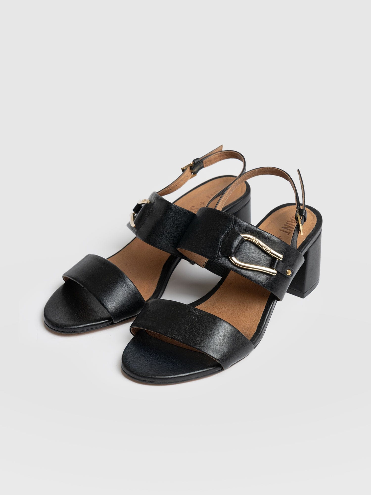 Maida Block Heeled Mules - Black